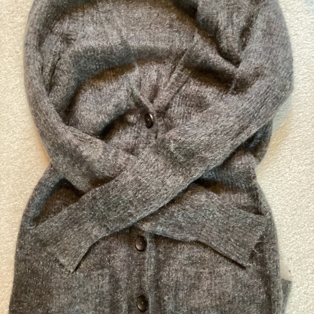 Long Button Front/Pockets Sweater - Picture 3 of 4
